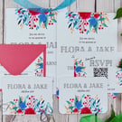 Watercolor Floral Wedding Invitation: Boho Ribbon or Clips, RSVP