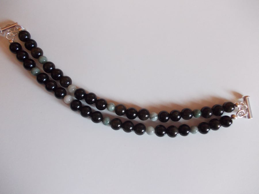 Golden obsidian and jadeite bracelet (free earrings)