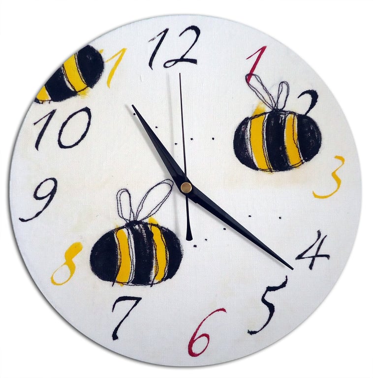 Bee Clock, Bee Nursery Decor, Baby Boy Nursery, Wall Clock