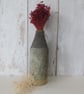 BOTTLE VASE hand-built stoneware pottery carved bottle in ash grey and green - Image 2