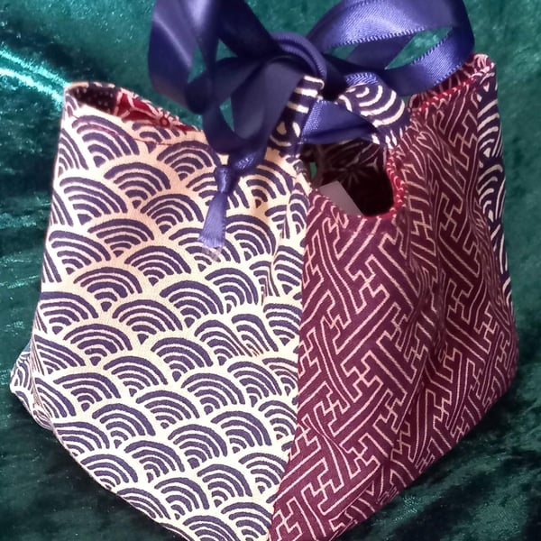 Sashiko Print Japanese Rice Bag
