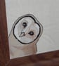 Peeking barn owl embroidery framed 9" x 9" walnut effect frame 