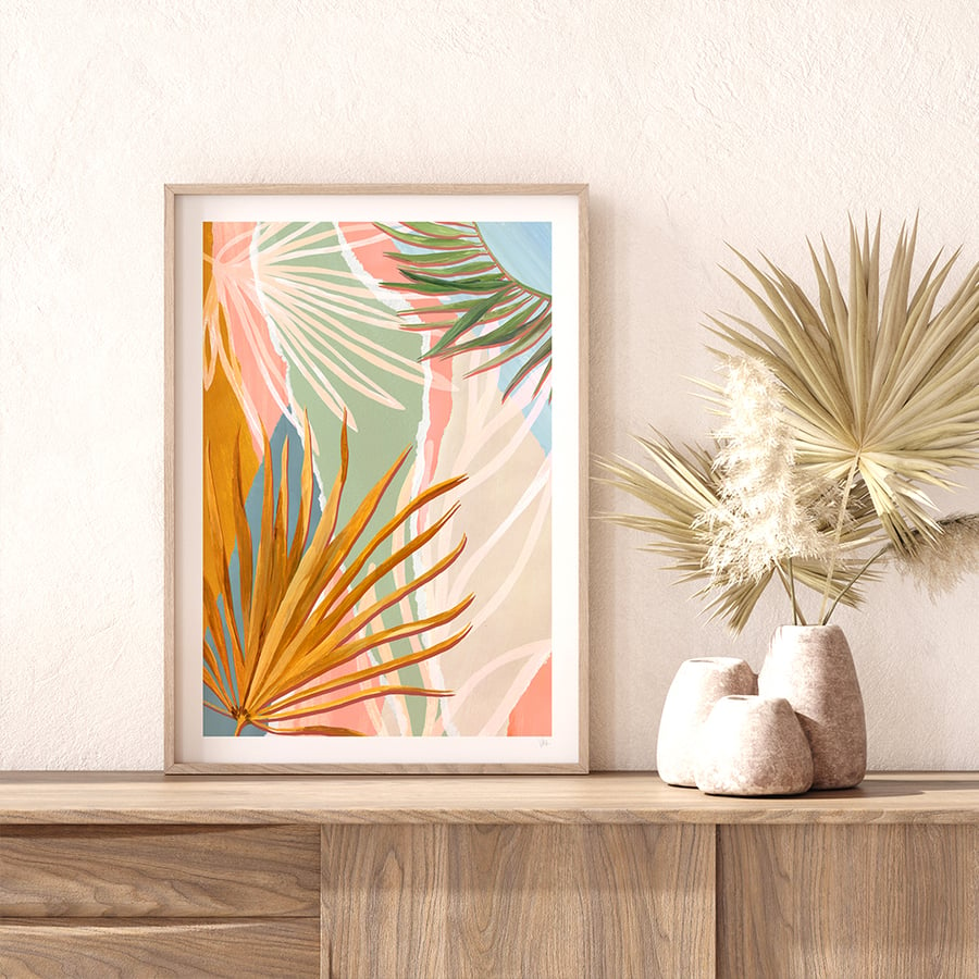 Palm Leaves Collage Art Print