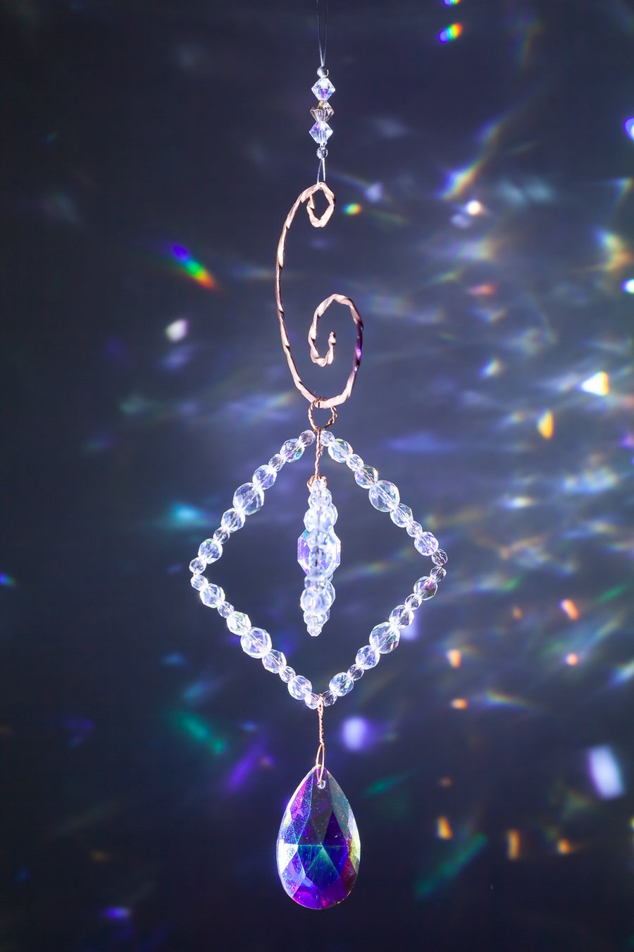 Suncatcher beautiful handmade textured wire work and sparkly beads