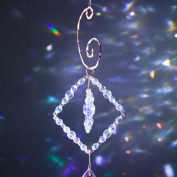 Suncatcher beautiful handmade textured wire work and sparkly beads