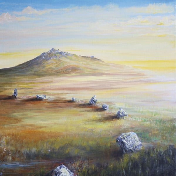 Greeting the Rising Sun - stone circle on Bodmin moor  Giclee print