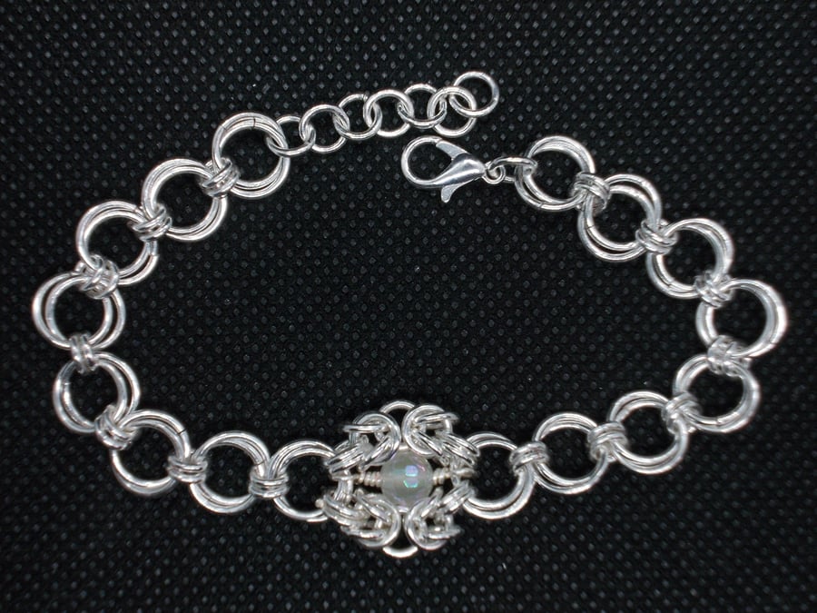 SALE - Chainmaille bracelet with byzanite romanov feature