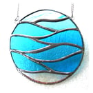  Making Waves Aqua Stained Glass Suncatcher Handmade Ring Sea