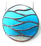  Making Waves Aqua Stained Glass Suncatcher Handmade Ring Sea