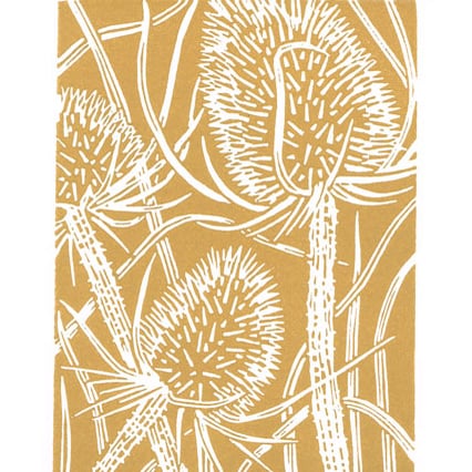 Wild Flower - Teasel - Original Linocut Print