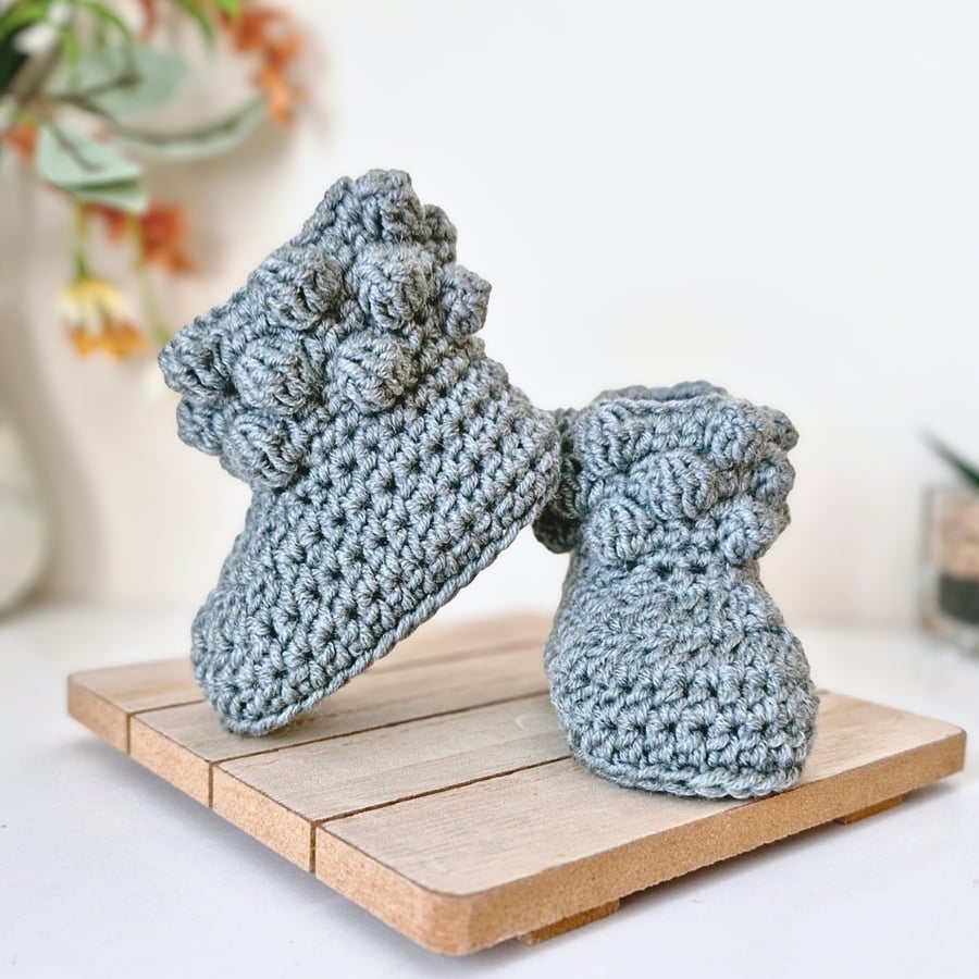 Merino Wool Crochet Newborn Baby Booties – North Sea