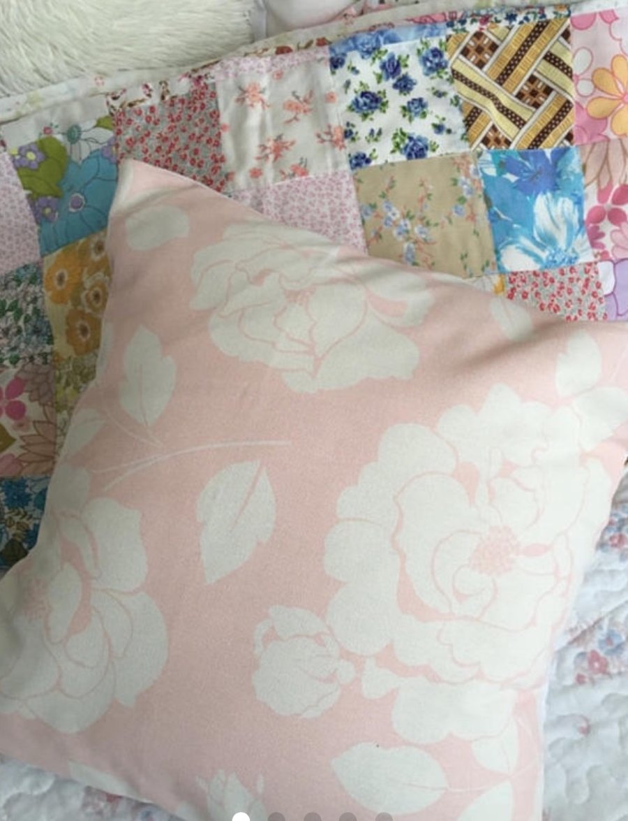 Cushion cover in Cath Kidston Pink mono rose  cotton duck fabric