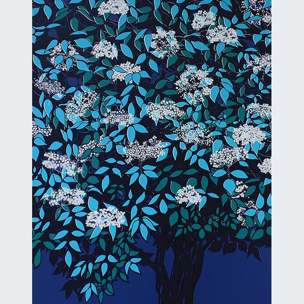 'Elder Tree Blue' original screen print - Super Seconds Festival