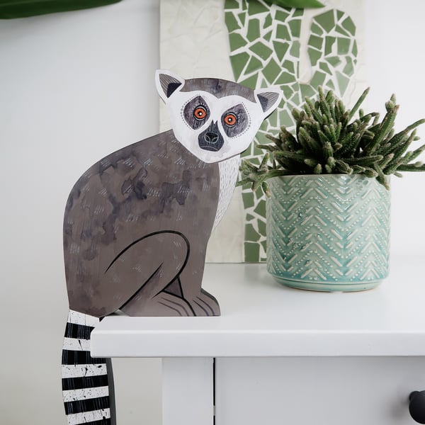 Lemur door topper, exotic animal home decor, gift for animal lover.