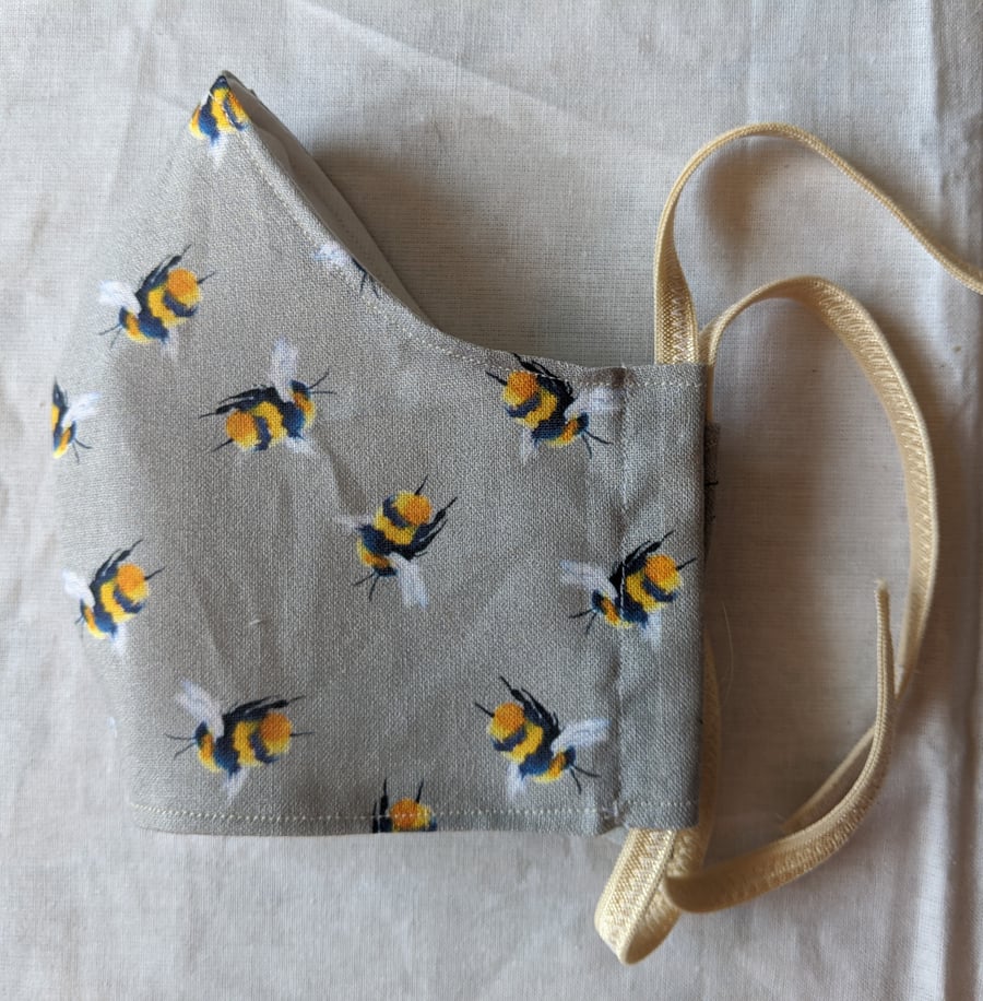 Cotton face covering with bee pattern