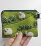 Coin purse sheep in green meadow print fabric - Image 4