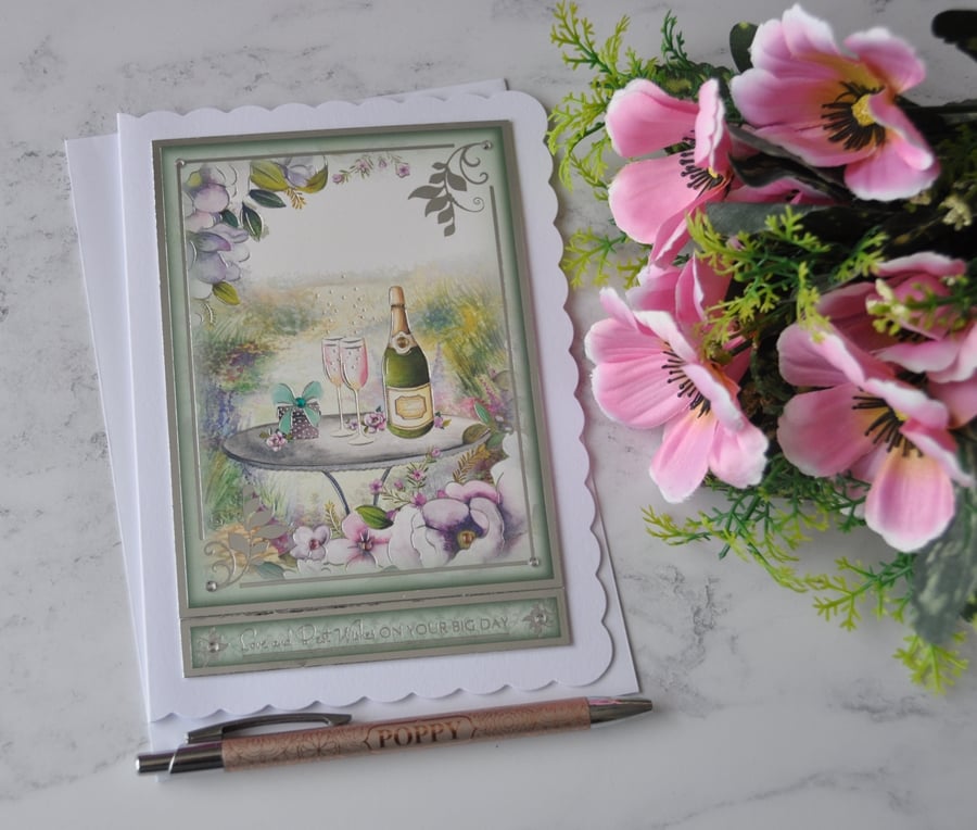 Engagement Card Wedding Card Anniversary Card Champagne Luxury Handmade Card