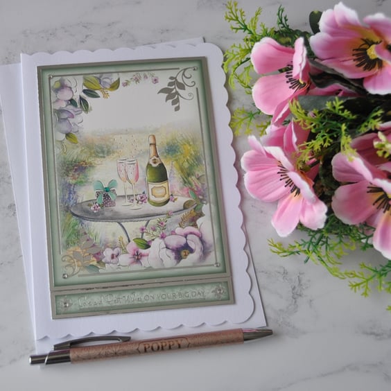 Engagement Card Wedding Card Anniversary Card Champagne Luxury Handmade Card