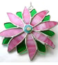 Pink Flower Stained Glass Suncatcher Green Bright - Image 6