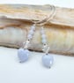 Blue Lace Agate Heart Earrings With Swarovski Crystal, Birthday Gifts For Her - Image 6