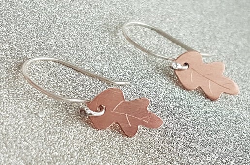 Copper Oak Leaf Earrings