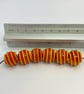 Handmade dark orange and yellow striped lamp work glass beads - Image 3