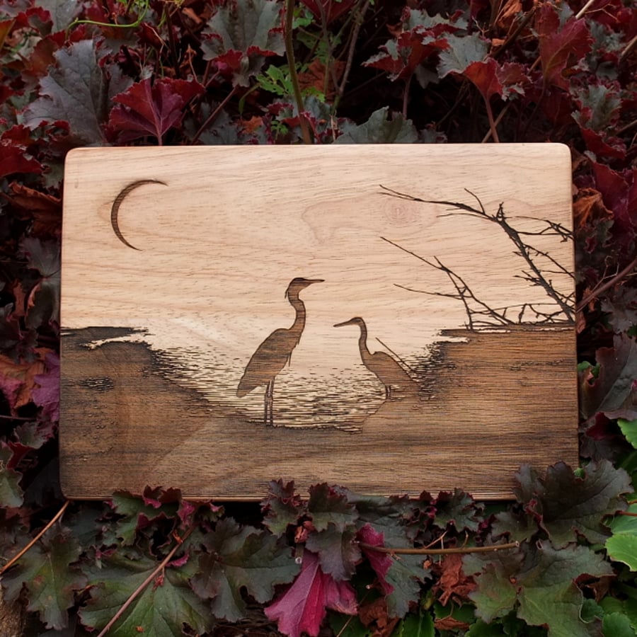 Herons - Laser Engraved Wooden Plaque  