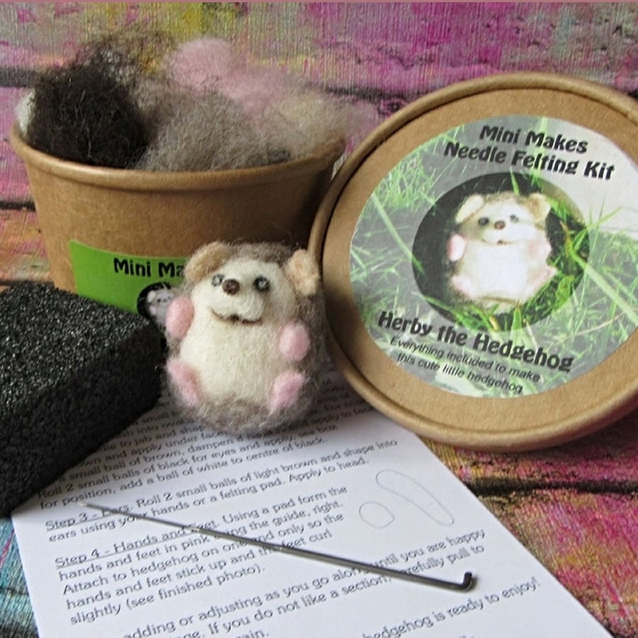 Hedgehog Needle Felting Starter Kit, Gift for a Crafter, Everything Included