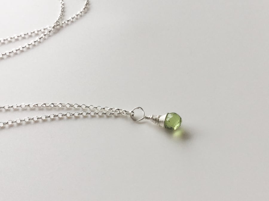 Peridot Sterling Silver Wire Wrapped Pendant 