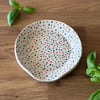 Ceramic Dotty Spoon Rest, Colourful Pink, Orange, Blue & Black Design Handmade