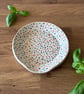 Ceramic Dotty Spoon Rest, Colourful Pink, Orange, Blue & Black Design Handmade