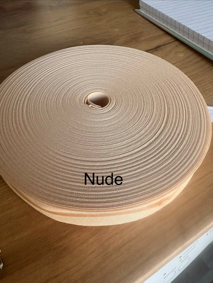 Image of 5 meters 1" (25mm) nude cotton bias binding 