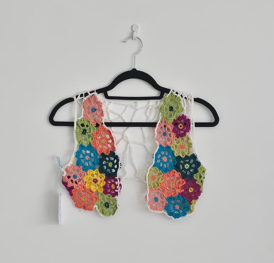 Freeform crochet vest cardigan