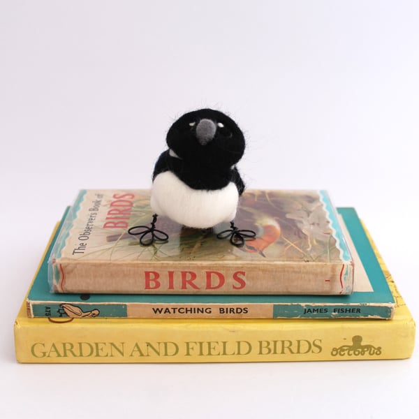 Mini Magpie Needle Felted Bird Ornament