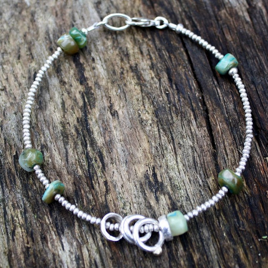 Sterling silver and Peruvian opal bracelet