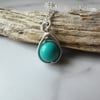 Sterling silver turquoise pendant, December birthstone necklace, Hubei turquoise
