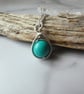 Sterling silver turquoise pendant, December birthstone necklace, Hubei turquoise