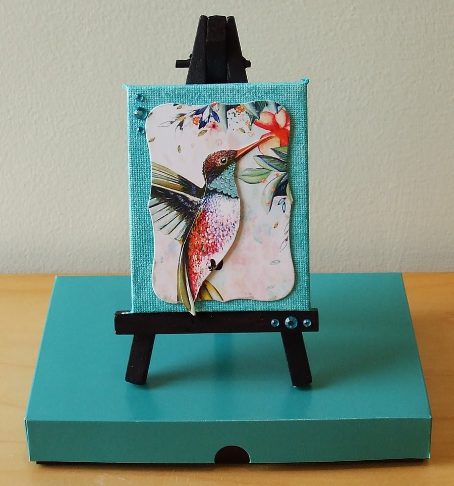 Mixed media Miniature Canvas, Hummingbird
