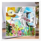 Flying Snow Geese collage greeting card