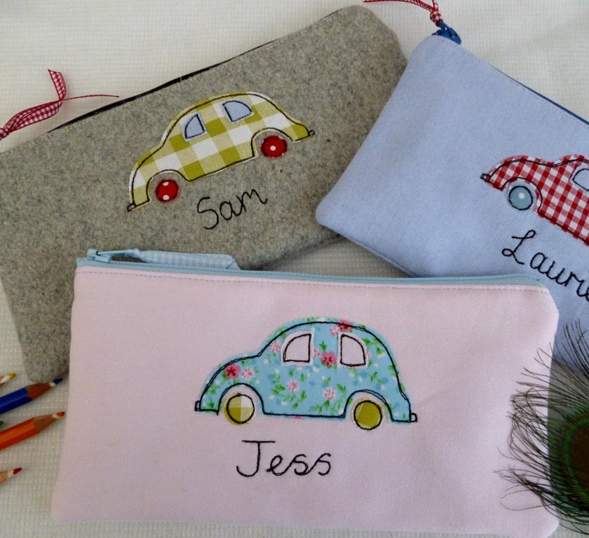 Car Design Pencil Case for Children - Custom Pen Pouch - First Car Gift