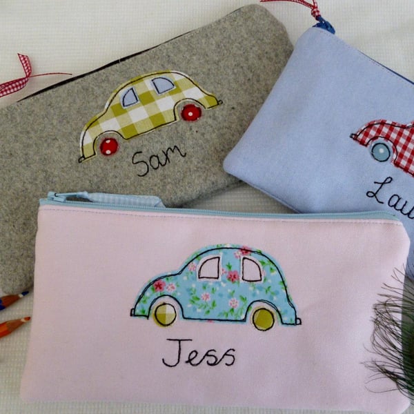 Car Design Pencil Case for Children - Custom Pen Pouch - First Car Gift