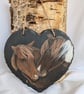 Horse Painting On Hanging Slate Heart - Image 1