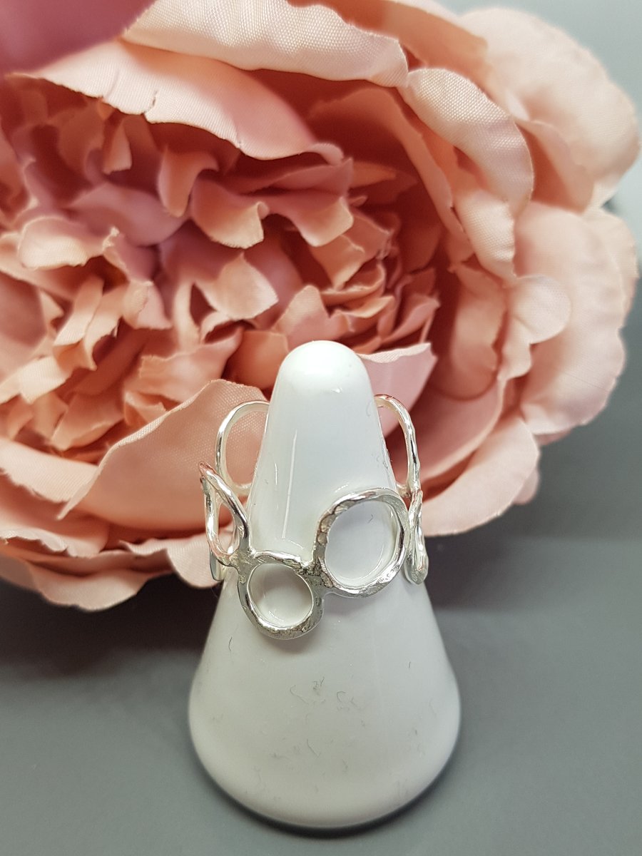 Sterling Silver Circles Ring UK Size S - T