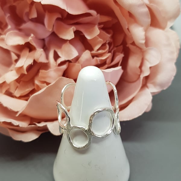 Sterling Silver Circles Ring UK Size S - T