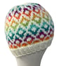 Multi coloured diamond hat, stranded beanie, Norwegian toque, Scandinavian skull - Image 6