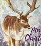 Large stag Christmas winter wonderland card by British artist - Image 2