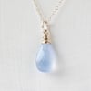 Blue Chalcedony Briolette pendant necklace on Sterling Silver chain