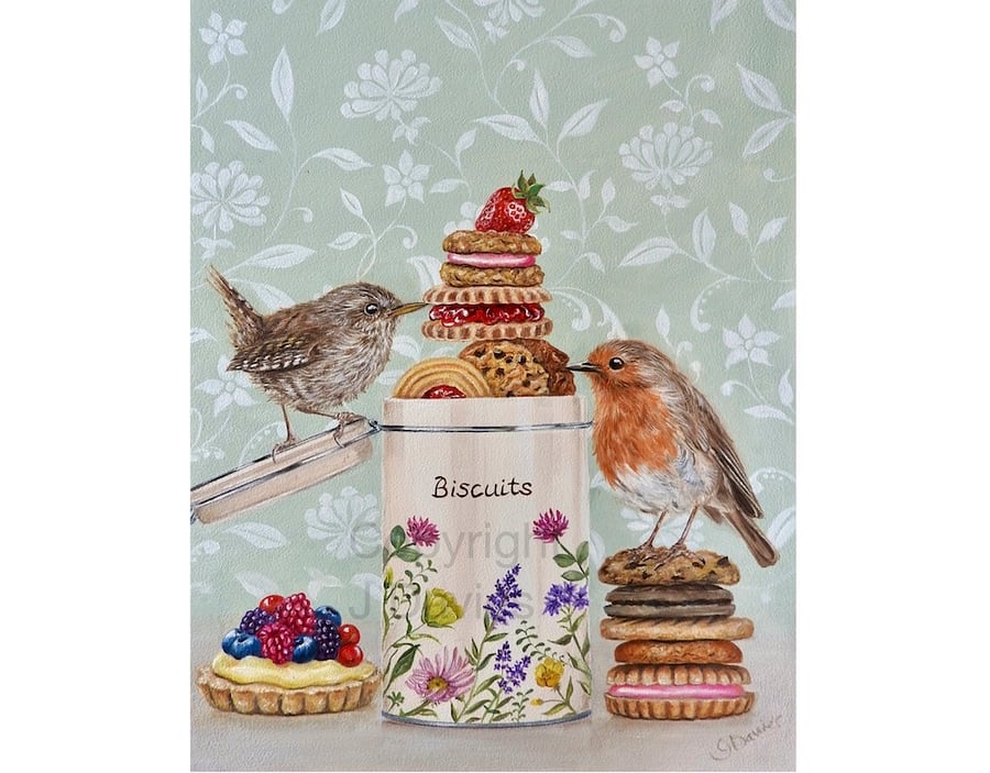Birds and Biscuits still life Limited Edition Giclee Print