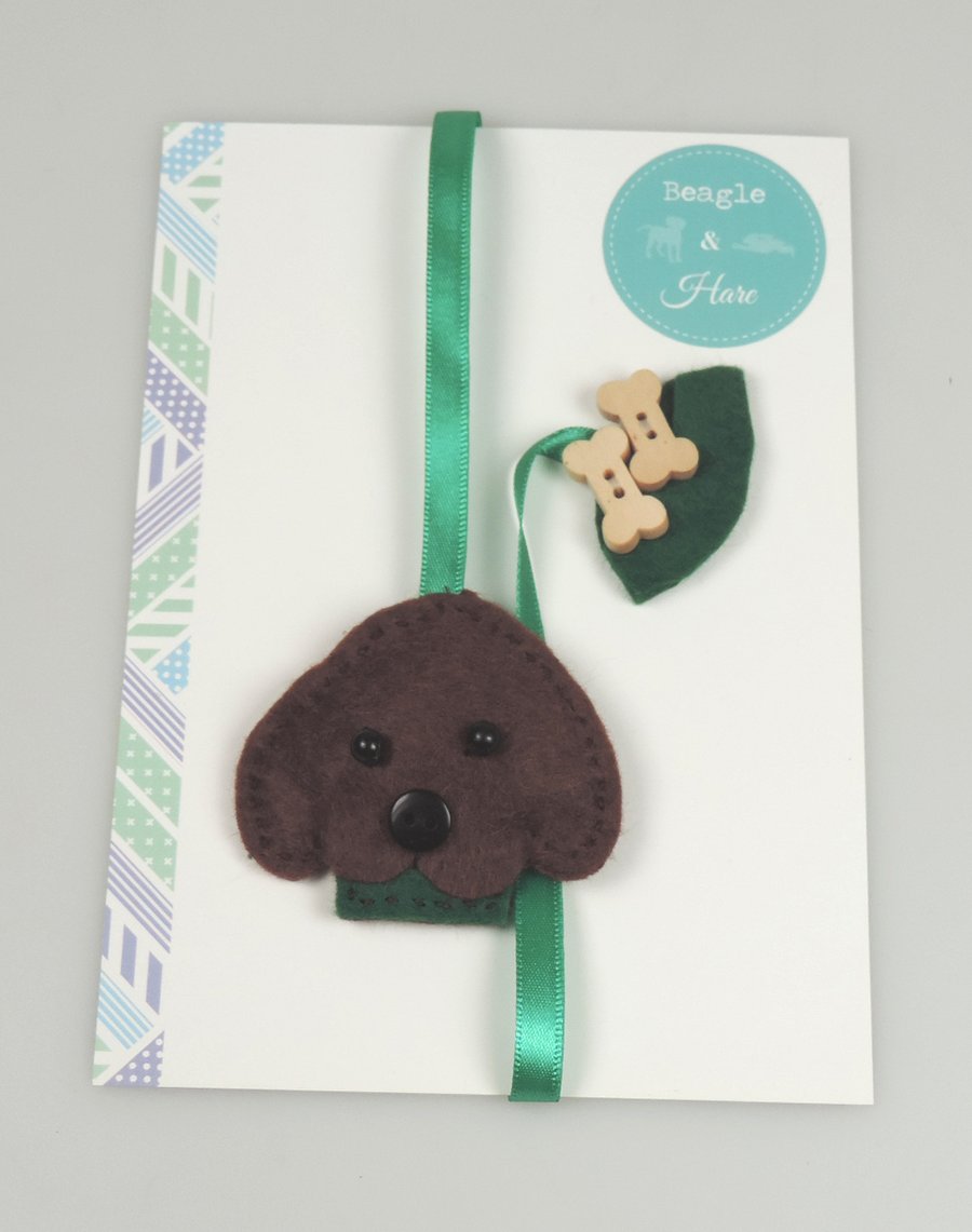 Brown Labrador dog Felt & Ribbon Bookmark, Ideal Gift, Dog Lover, Avid Reader