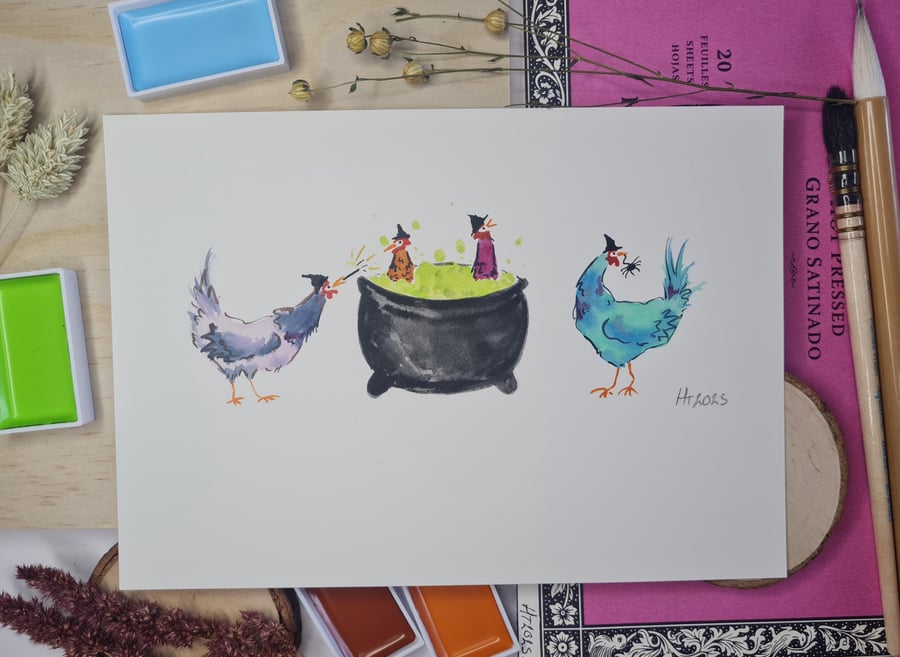 Mini Halloween Chicken Painting: Spooky Whimsical Art